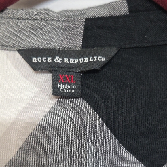 Rock & Republic Monochrome Plaid Shirt - Picture 2 of 6